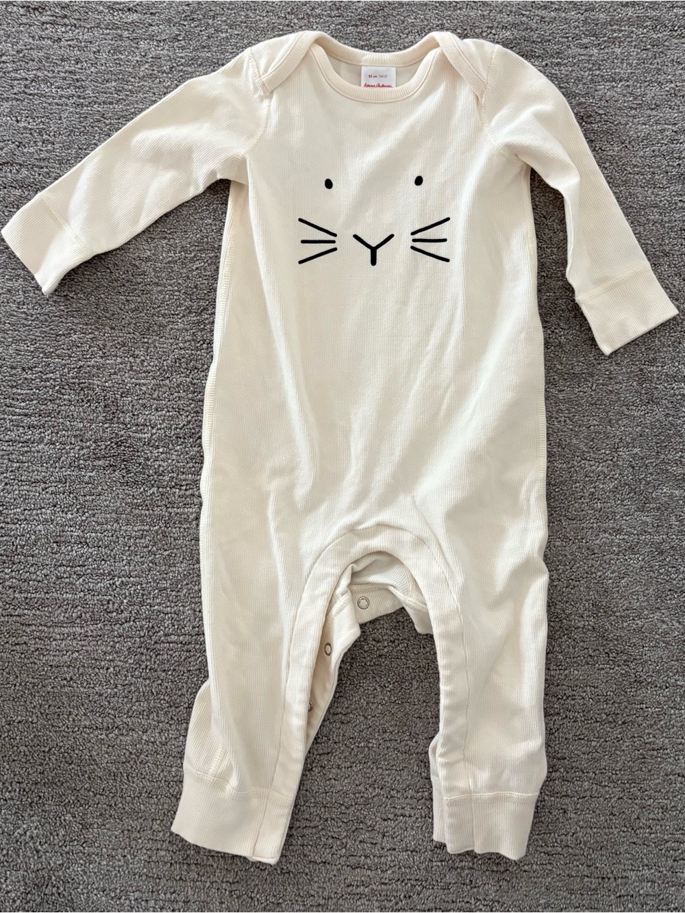 Hanna Andersson Cream Bunny Face One-Piece Footie